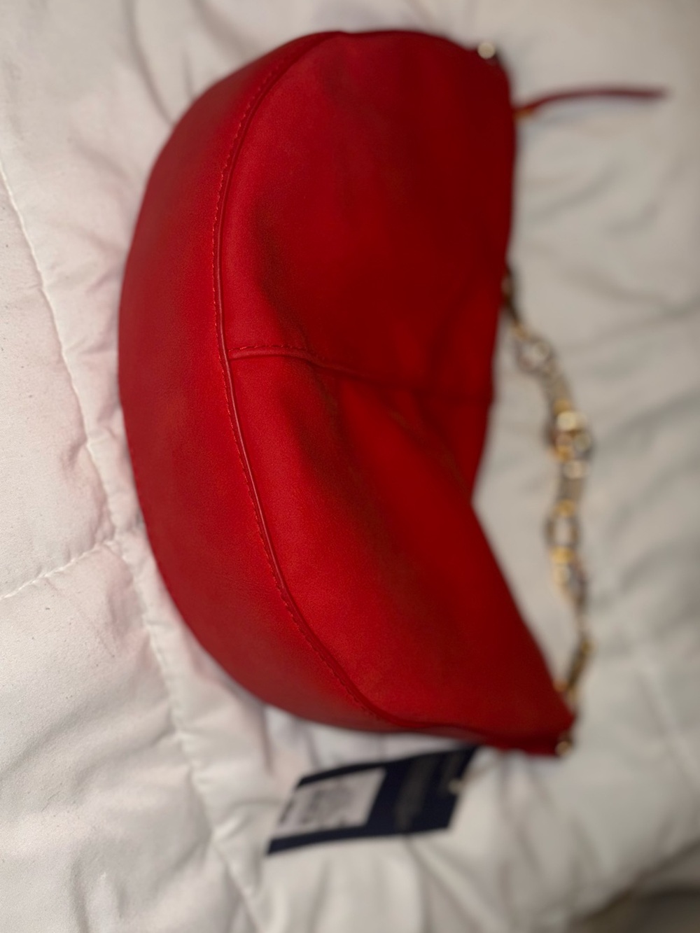 Target Red Mini Crescent Bag with Gold Chain